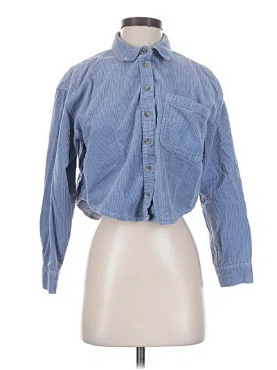 Pre-owned Forever 21 Long Sleeve Button Down Shirt In Blue