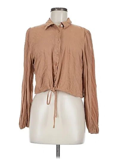 Pre-owned Forever 21 Long Sleeve Button Down Shirt In Brown