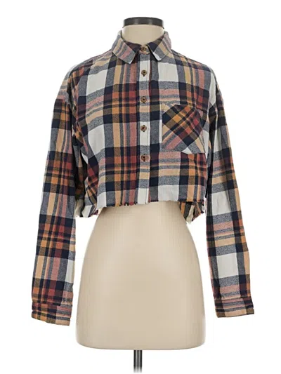 Pre-owned Forever 21 Long Sleeve Button Down Shirt In Brown