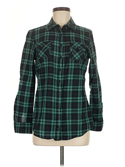 Pre-owned Forever 21 Long Sleeve Button Down Shirt In Green
