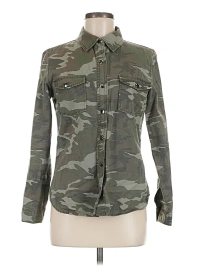 Pre-owned Forever 21 Long Sleeve Button Down Shirt In Green