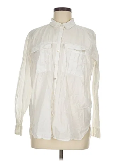 Pre-owned Forever 21 Long Sleeve Button Down Shirt In Ivory