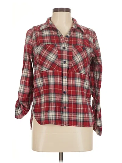 Pre-owned Forever 21 Long Sleeve Button Down Shirt In Red