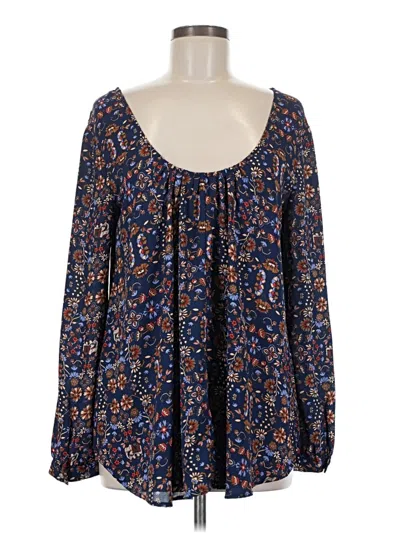 Pre-owned Forever 21 Long Sleeve Henley Shirt In Blue