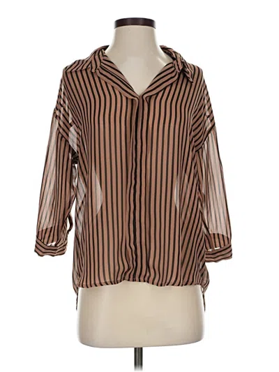 Pre-owned Forever 21 Long Sleeve Polo Shirt In Brown