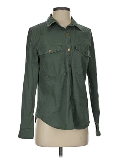 Pre-owned Forever 21 Long Sleeve Polo Shirt In Green