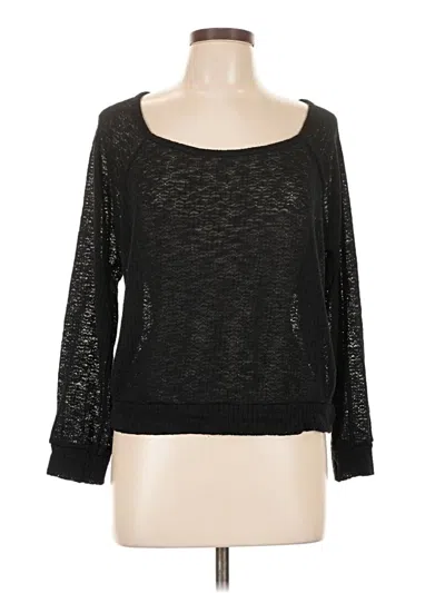 Pre-owned Forever 21 Long Sleeve Top Black Boatneck Tops