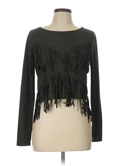Pre-owned Forever 21 Long Sleeve Top Black Boatneck Tops