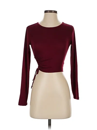 Pre-owned Forever 21 Long Sleeve Top Burgundy Boatneck Tops