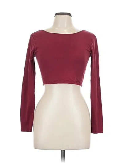 Pre-owned Forever 21 Long Sleeve Top Burgundy Boatneck Tops