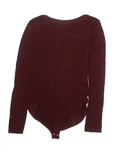 Pre-owned Forever 21 Long Sleeve Top Burgundy Boatneck Tops