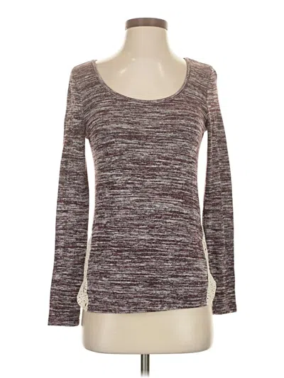 Pre-owned Forever 21 Long Sleeve Top Burgundy Scoop Neck Tops