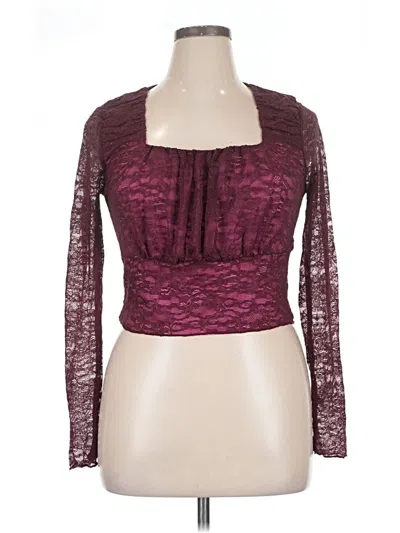 Forever 21 Long Sleeve Top Burgundy Sweetheart Neckline Tops