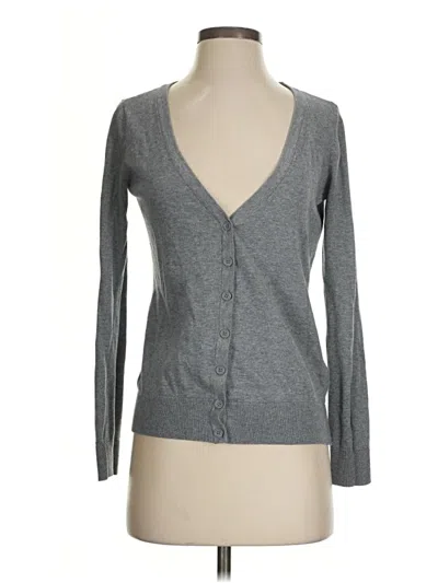 Pre-owned Forever 21 Long Sleeve Top Gray Plunge Neckline Tops