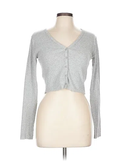 Pre-owned Forever 21 Long Sleeve Top Gray Sweetheart Neckline Tops