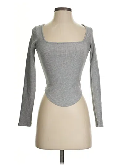 Pre-owned Forever 21 Long Sleeve Top Gray Sweetheart Neckline Tops