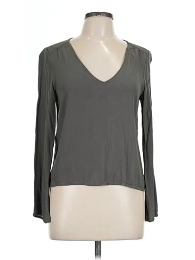 Pre-owned Forever 21 Long Sleeve Top Gray V-neck Tops