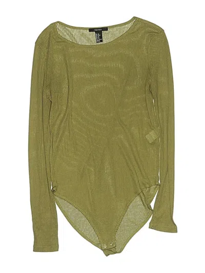 Pre-owned Forever 21 Long Sleeve Top Green Boatneck Tops