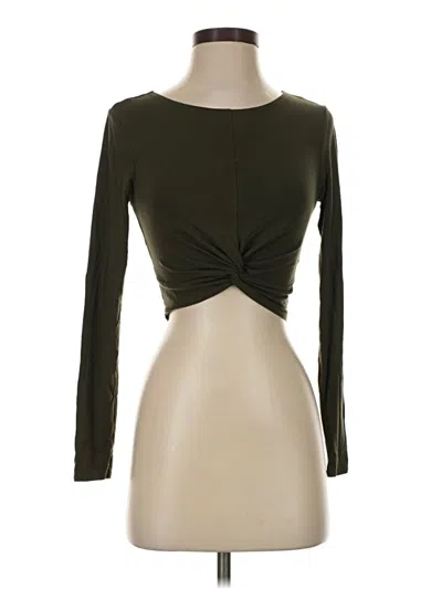 Pre-owned Forever 21 Long Sleeve Top Green Sweetheart Neckline Tops