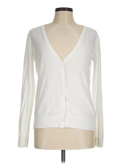 Pre-owned Forever 21 Long Sleeve Top Ivory Plunge Neckline Tops In White