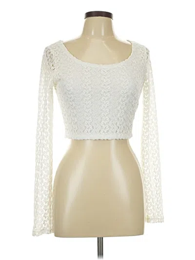 Pre-owned Forever 21 Long Sleeve Top Ivory Sweetheart Neckline Tops