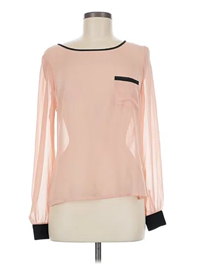 Pre-owned Forever 21 Long Sleeve Top Pink Crew Neck Tops