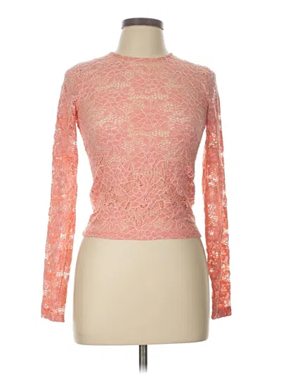 Pre-owned Forever 21 Long Sleeve Top Pink Mock Neckline Tops