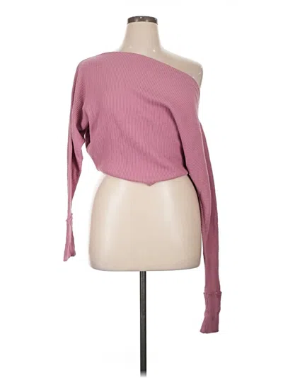 Pre-owned Forever 21 Long Sleeve Top Pink One Shoulder Neckline Tops