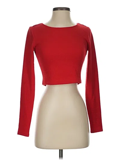 Pre-owned Forever 21 Long Sleeve Top Red Boatneck Tops