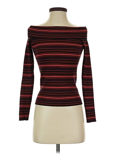 Pre-owned Forever 21 Long Sleeve Top Red Boatneck Tops