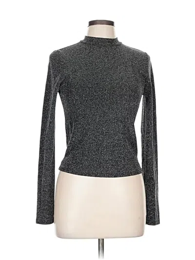 Pre-owned Forever 21 Long Sleeve Top Silver Turtleneck Tops