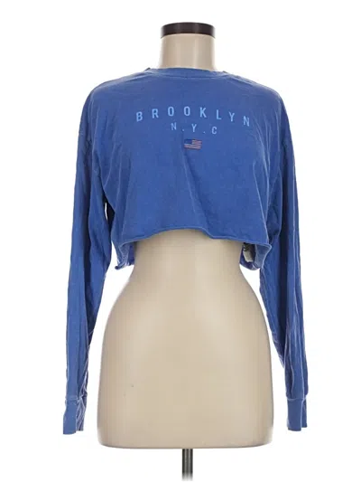 Pre-owned Forever 21 Long Sleeve T-shirt In Blue