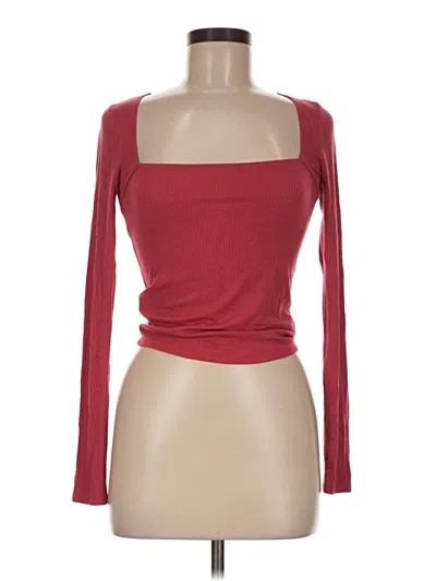 Pre-owned Forever 21 Long Sleeve T-shirt In Burgundy