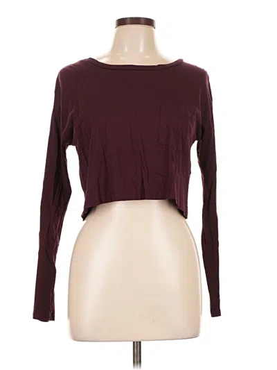 Pre-owned Forever 21 Long Sleeve T-shirt In Burgundy