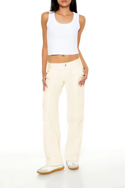 Forever 21 Low-rise Straight-leg Cargo Pants In Neutral