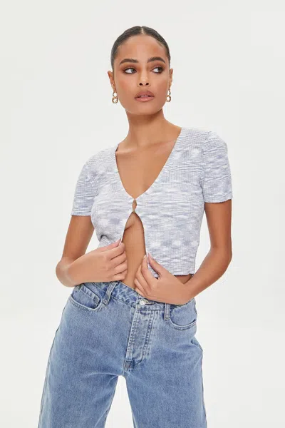 Forever 21 Marled Sweater-knit Crop Top In Gray