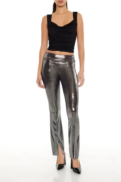 Forever 21 Metallic Mid-rise Flare Leggings In Multi