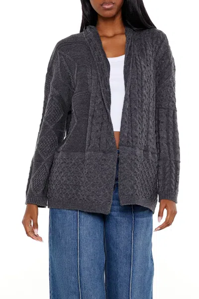 Forever 21 Mixed Knit Cardigan Sweater In Gray