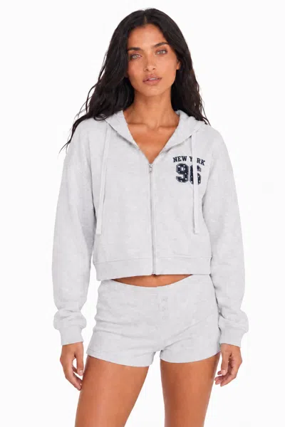 Forever 21 New York Graphic Zip-up Hoodie In Gray