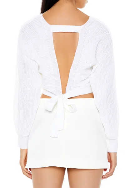 Forever 21 Open-back Cropped Sweater In White