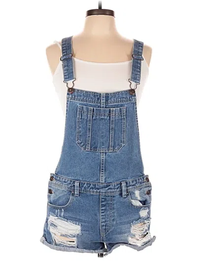 Pre-owned Forever 21 Overall Shorts In Blue