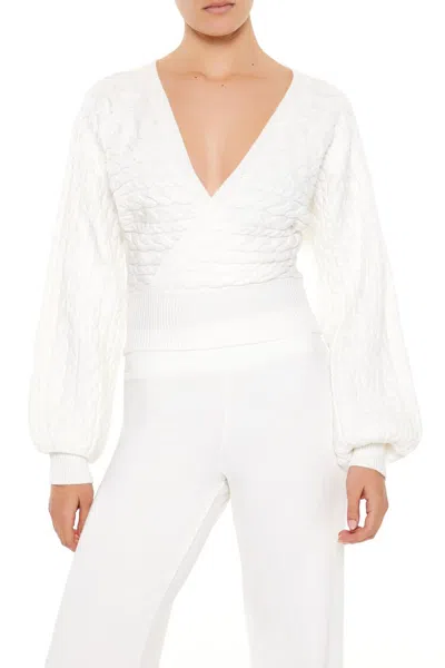 Forever 21 Peasant-sleeve Cable Knit Sweater In White