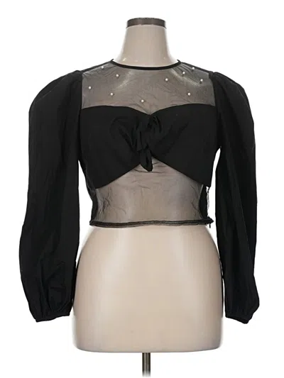 Pre-owned Forever 21 Plus 3/4 Sleeve Blouse In Black
