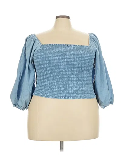 Pre-owned Forever 21 Plus 3/4 Sleeve Blouse In Blue