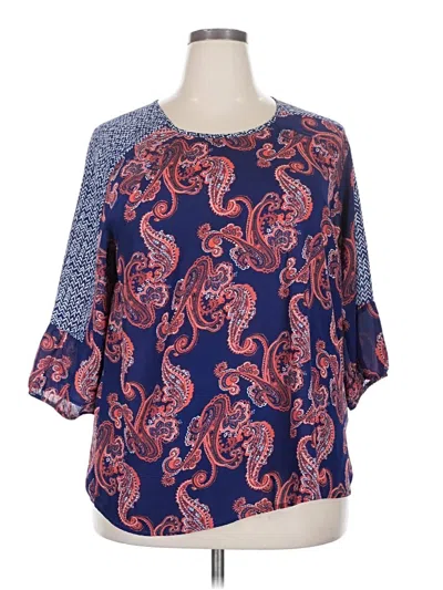 Pre-owned Forever 21 Plus 3/4 Sleeve Blouse In Blue