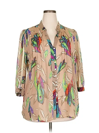 Pre-owned Forever 21 Plus 3/4 Sleeve Blouse In Brown