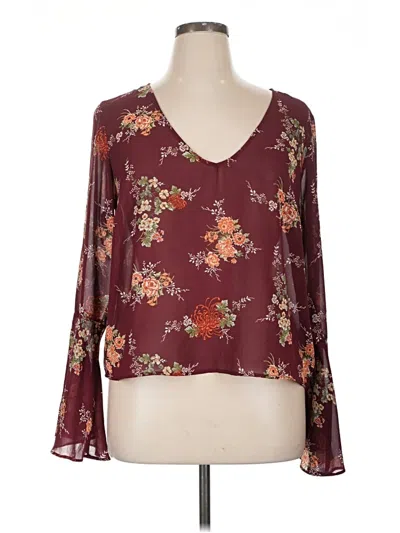 Pre-owned Forever 21 Plus 3/4 Sleeve Blouse In Burgundy