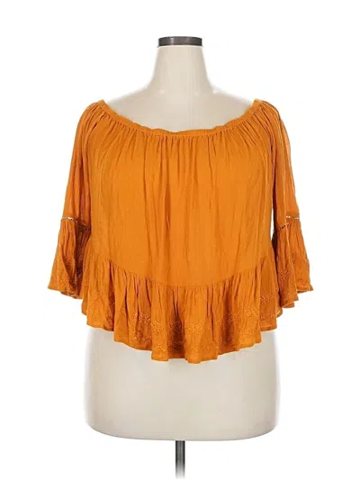 Pre-owned Forever 21 Plus 3/4 Sleeve Blouse In Orange