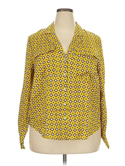 Pre-owned Forever 21 Plus 3/4 Sleeve Blouse In Yellow