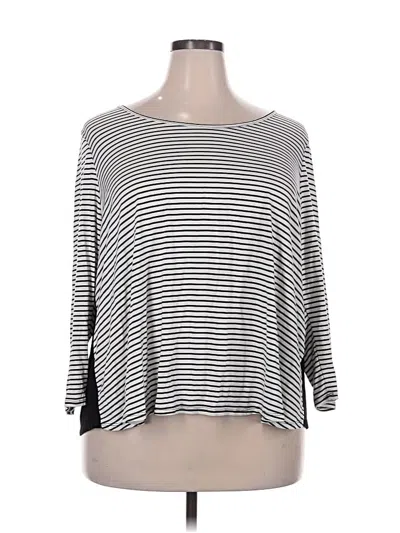 Pre-owned Forever 21 Plus 3/4 Sleeve Top Gray Boatneck Tops